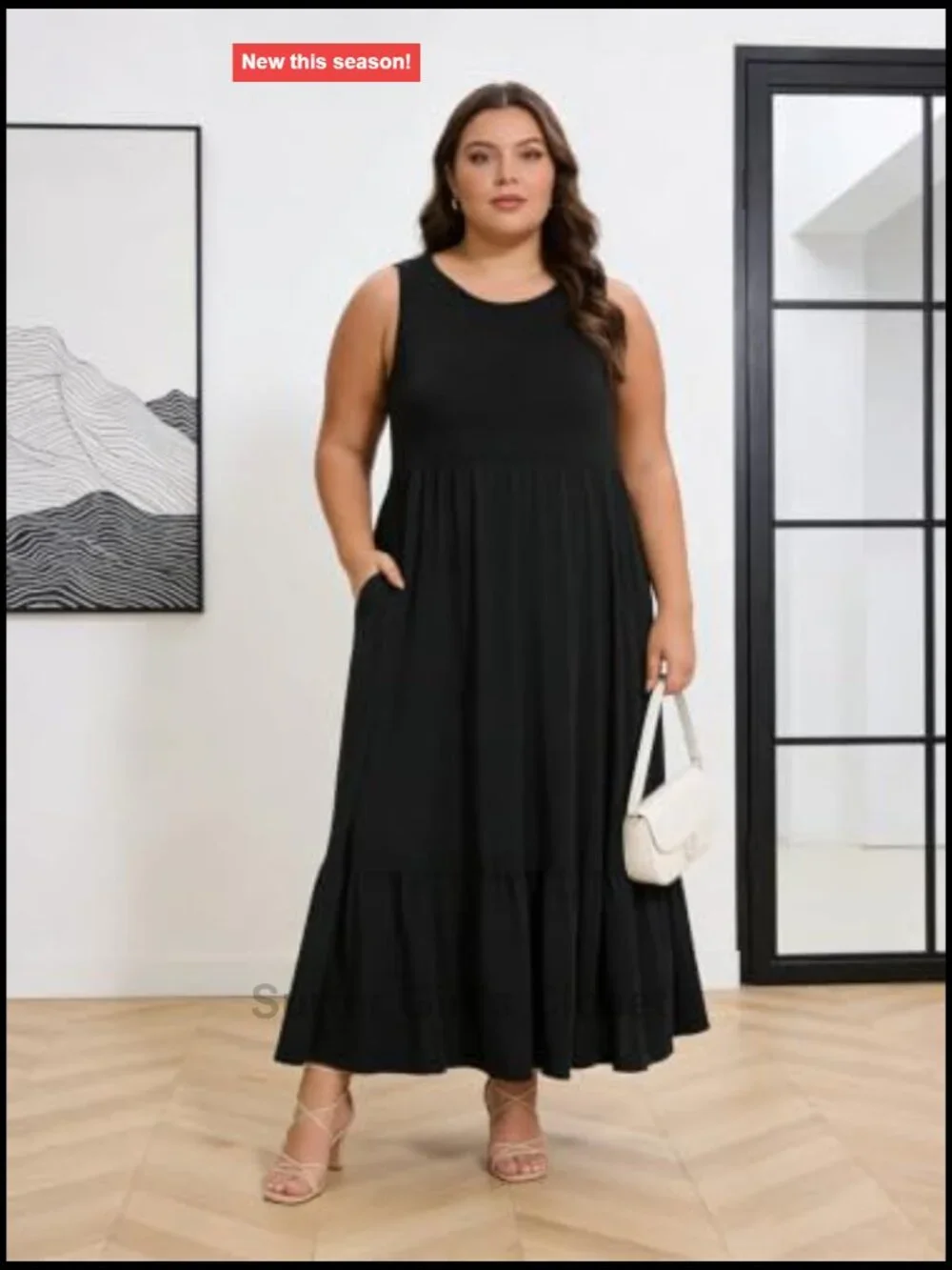 Plus Size Sleeveless Maxi Dress with Pockets Flowy Casual Summer